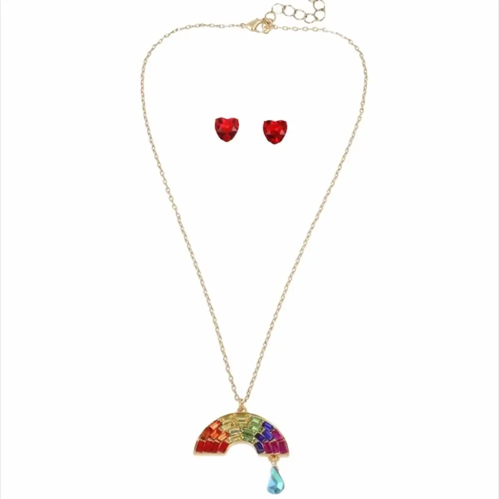 Betsey Johnson Retro Rainbow Necklace and Earrings
